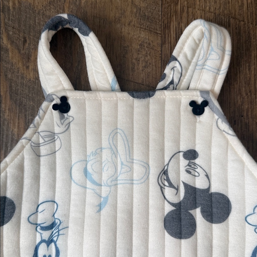 Disney Baby Mickey & Friends Quilted Baby Romper White Blue & Gray Size 24M - Picture 3 of 10